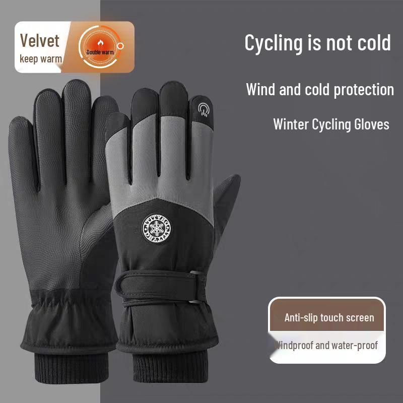 Ski & Cycling Warm Touchscreen Winter Windproof Gloves: Thickened Fleece-Lined Gloves for Outdoor Activities