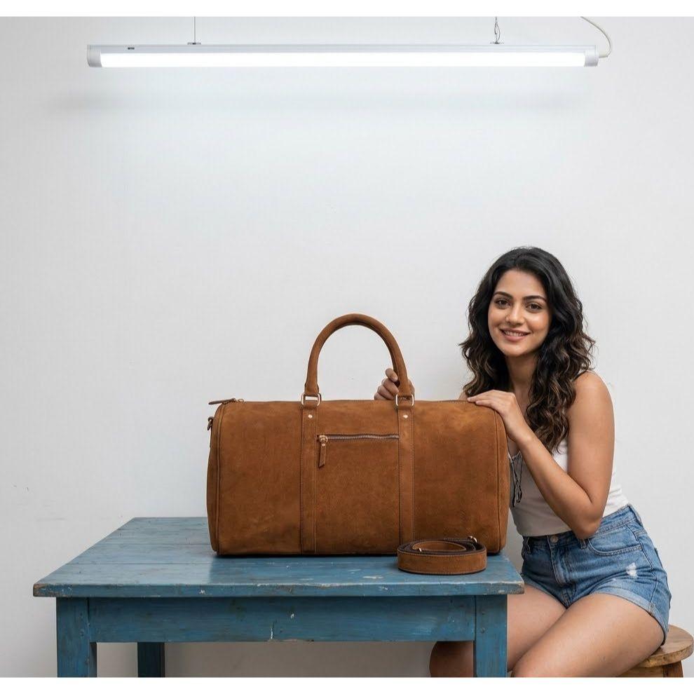 Personalized Cowhide Leather Duffel Bag: Weekender Travel Bag