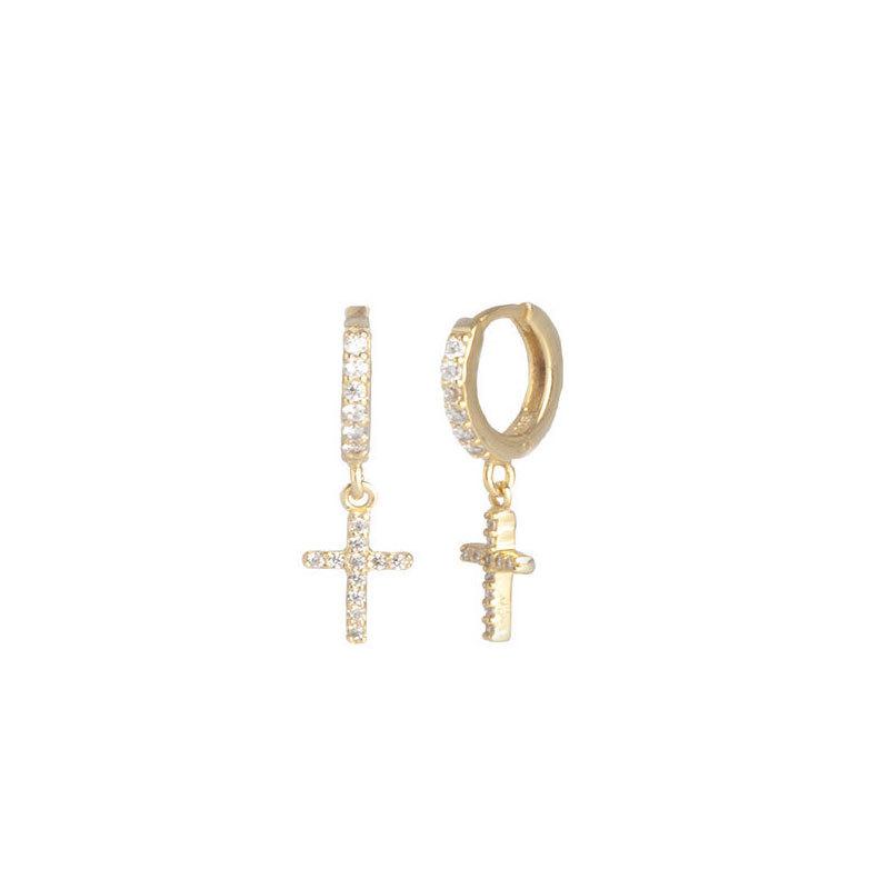 REETI 925 Silver Earrings High Quality Retro Simple Cross Zircon Jewelry for women