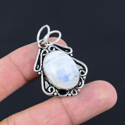 Daughters Day Deal Natural Rainbow Moonstone Sterling Silver New Pendant Jewelry