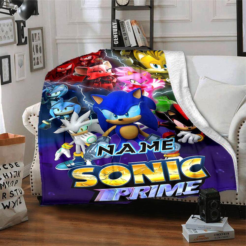 Custom 1pc Sonic Characters Celebration Blanket, Soft And Comfortable Blanket, Casual Warm, Camping Travel Blanket, Birthday Gift Q912186