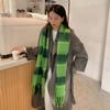 Thickened Knitted Plaid Scarf Korean Style Long Wool Tassel Scarf Women's Cashmere Shawl  Women/Men