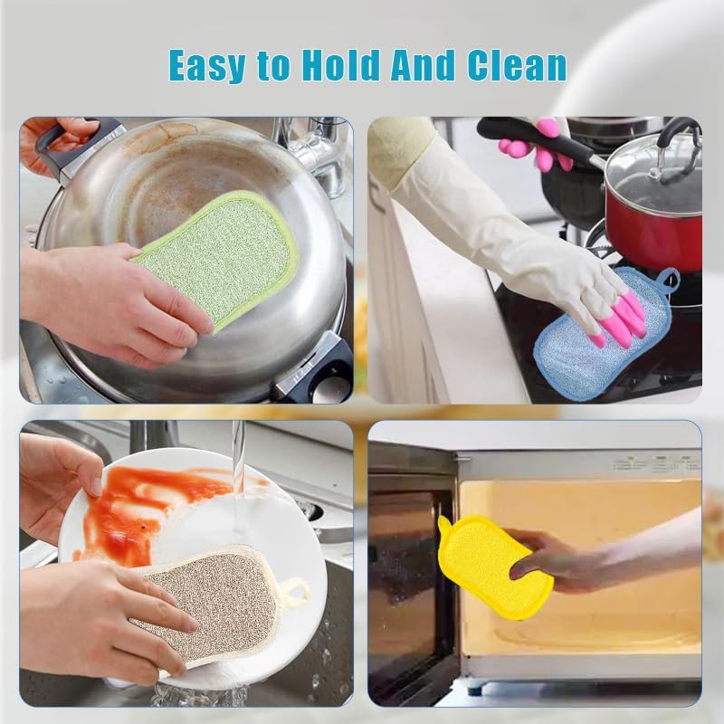Multipurpose Scrub Sponges Kitchen Dish Sponge Non-Scratch Machine Sponge Household Cleaning for Dishes Pots and Pans 5 Pack Multicolorfor