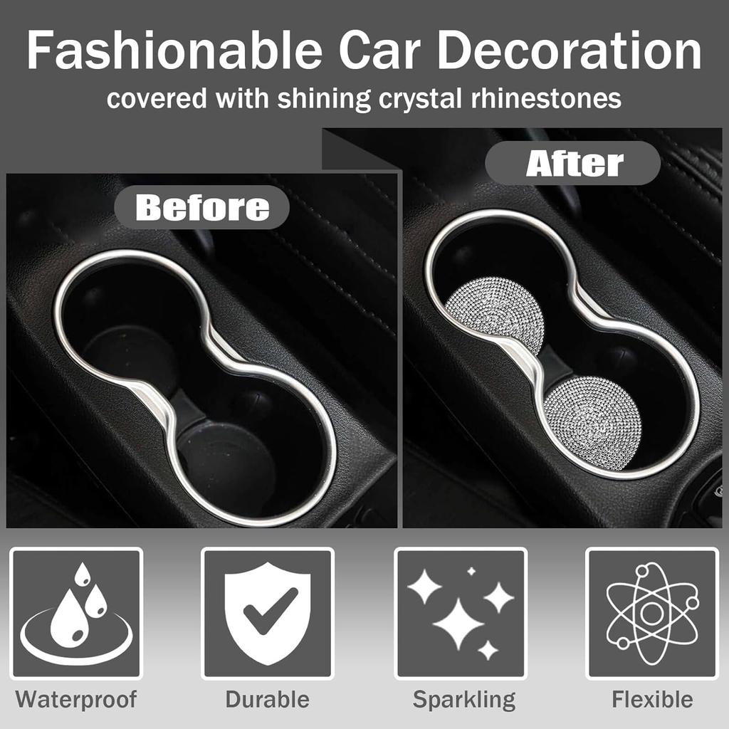 Fit for Jeep Bling Cover,Bling Interior Accessories,Car Cup Holder Coaster Bling Engine Start Stop Button Cover,Compatible with Grand Cherokee