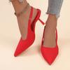 Plus Size Ladies Shoes Slingbacks Women's High Heels Fashion Dress Pumps Women Pointed Toe Slip On Shallow Thin Heel Sandal