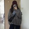Pull ample à manches longues et col rond pour femme, haut féminin, couleur unie