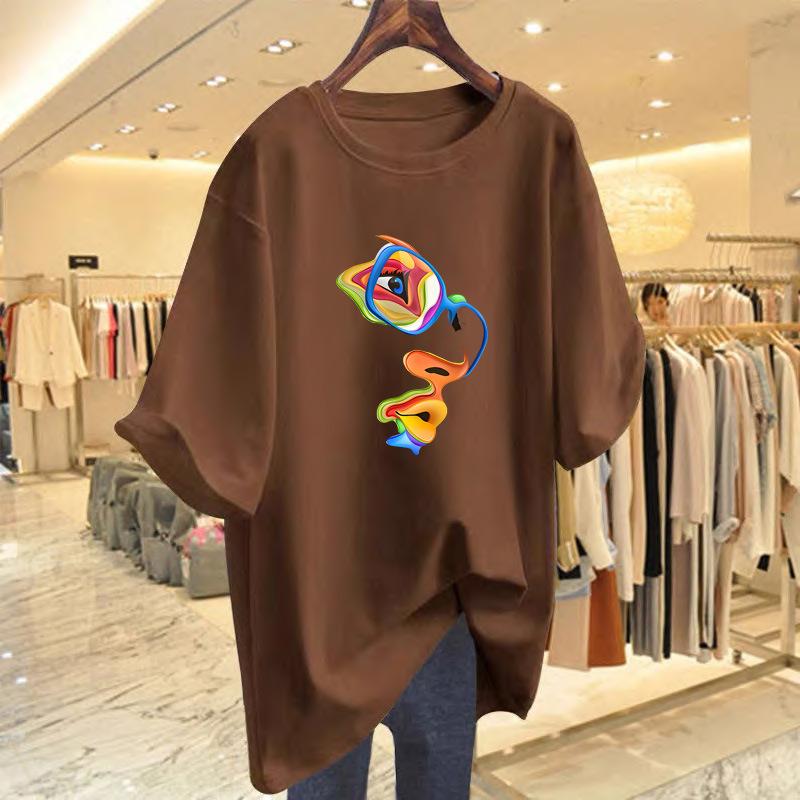 

2025 summer new street trendy short-sleeved printed fun pattern T-shirt shorts top women XXXL