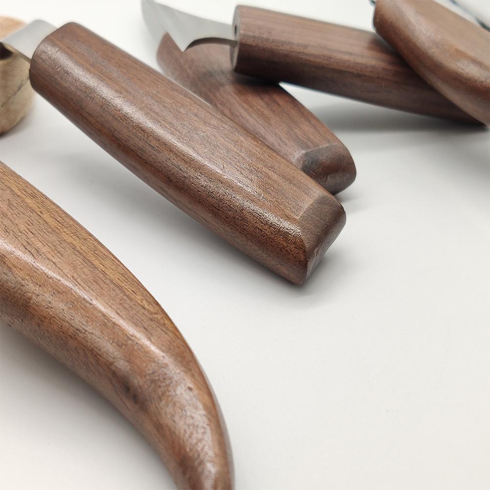 Walnut Wood Chrome Vanadium Steel Carving Knife Set 10 Piece And 12 Piece Woodworking Knife Set Spoon Knife And Wood Chisel Set For Woodworking Crafts