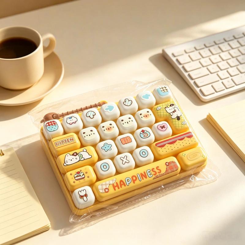 1Pcs Student Backpack Keychain 26 Key Simulated Keyboard Pressure Release Bell Pendant Desktop Animal Decoration
