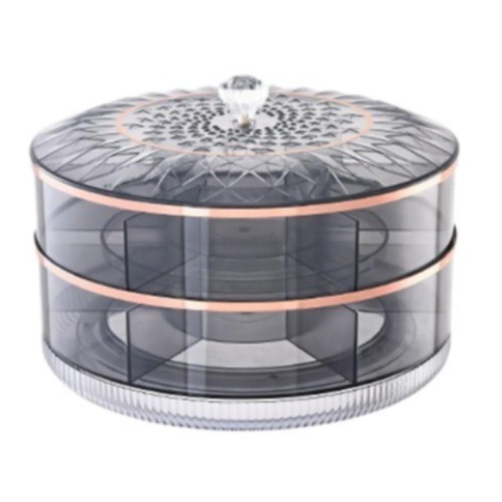 

Вращающийся на 360 градусов ящик для хранения сухофруктов, большая вместимость, коробка для демонстрации закусок, фруктовая тарелка прозрачный/серый