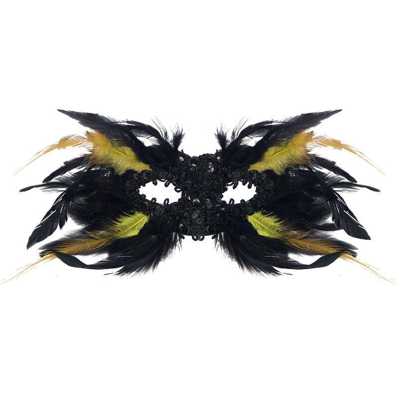 Gothic Halloween Burst Feather Mask Feather Half Face Mask, Performance Prom Eye Mask Sequins Premium Mask