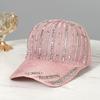 Hat Women's Hollow Breathable Knitted Cap Summer Versatile Rhinestone Baseball Cap Sun Protection Sun Hat Women