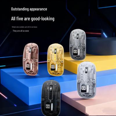 Magnetic Dual-mode Wireless Gaming & Office Mouse - Transparent, Bluetooth, Silent, Rechargeable
