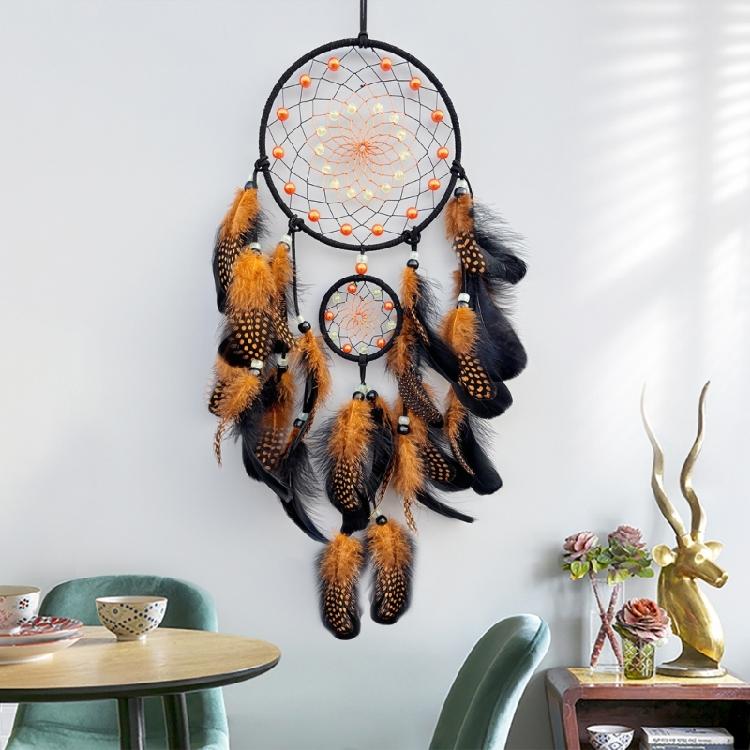 Handmade Glowing In Dark Dreamcatchers Wall Decorations Feathered Tassels Wall Hanging Wind Chimes Decors for Bedroom