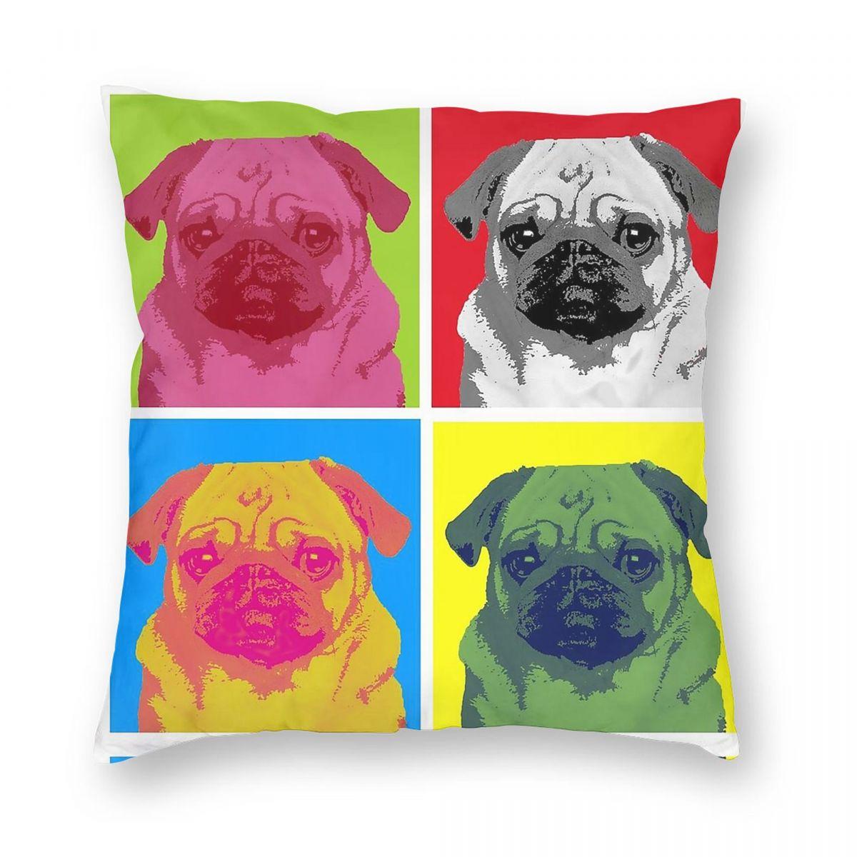 Pop Art Pug Andy Warhol Square Pillowcase Polyester Linen Velvet Pattern Zip Decor Home Cushion Case 30x30cm