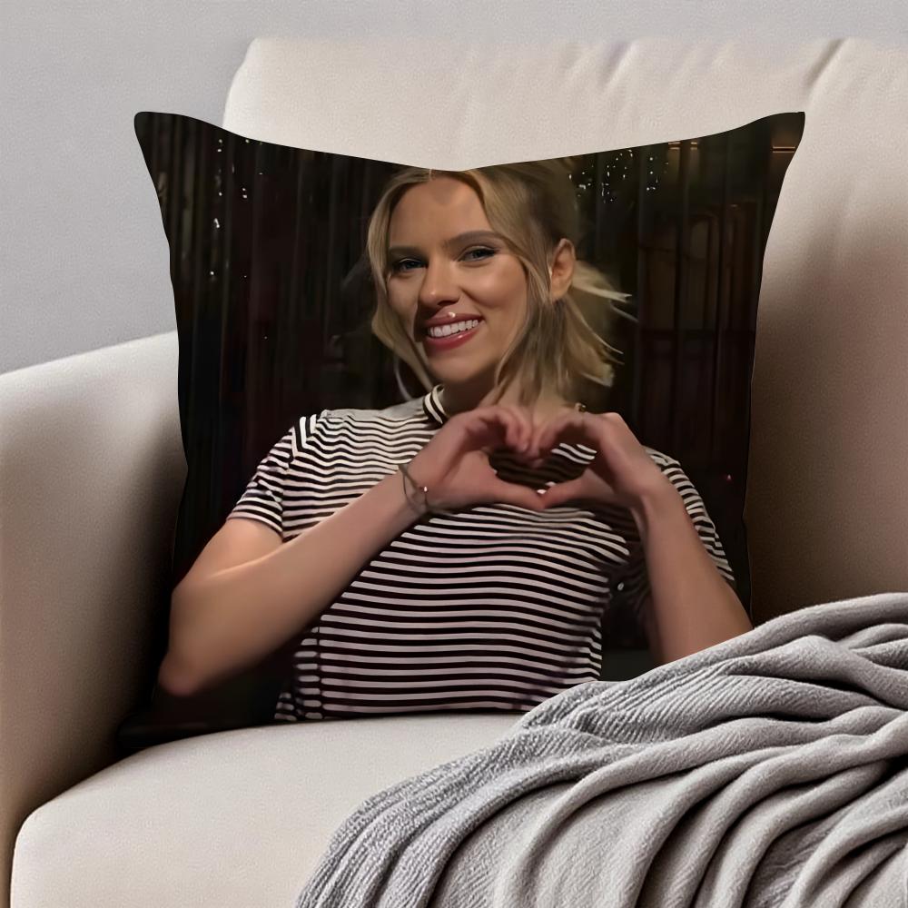 SScarlett Johansson Cushion Cover Pillowcase Antidustmite Invisible Zipper Short Plush Sofa Cushion