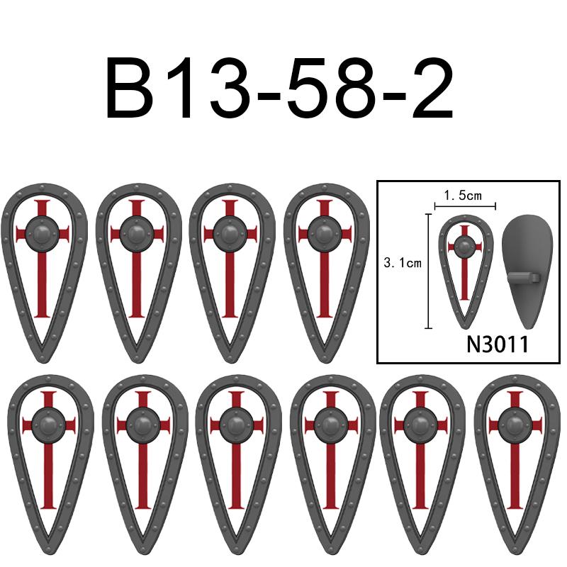 MOC Medieval Military Castle Weapon Roman Knight Helmet Shield Accessories Building Blocks Green Dragon Lion Crusader Bricks Toy