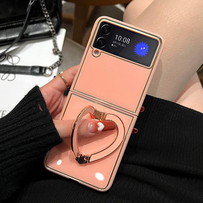 Diamond Hearts Phone Stand Case for Samsung Galaxy Z Flip 3 Z Flip 4 5G Hard PC Back Cover for ZFlip3 Case Protective Shell