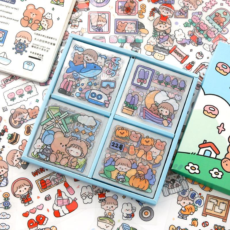 MINKYS 72 sheets/Box Transparent PET Paper Decorative Stickers Laptop Kpop Toplader Photocard Sticker Kids Gift