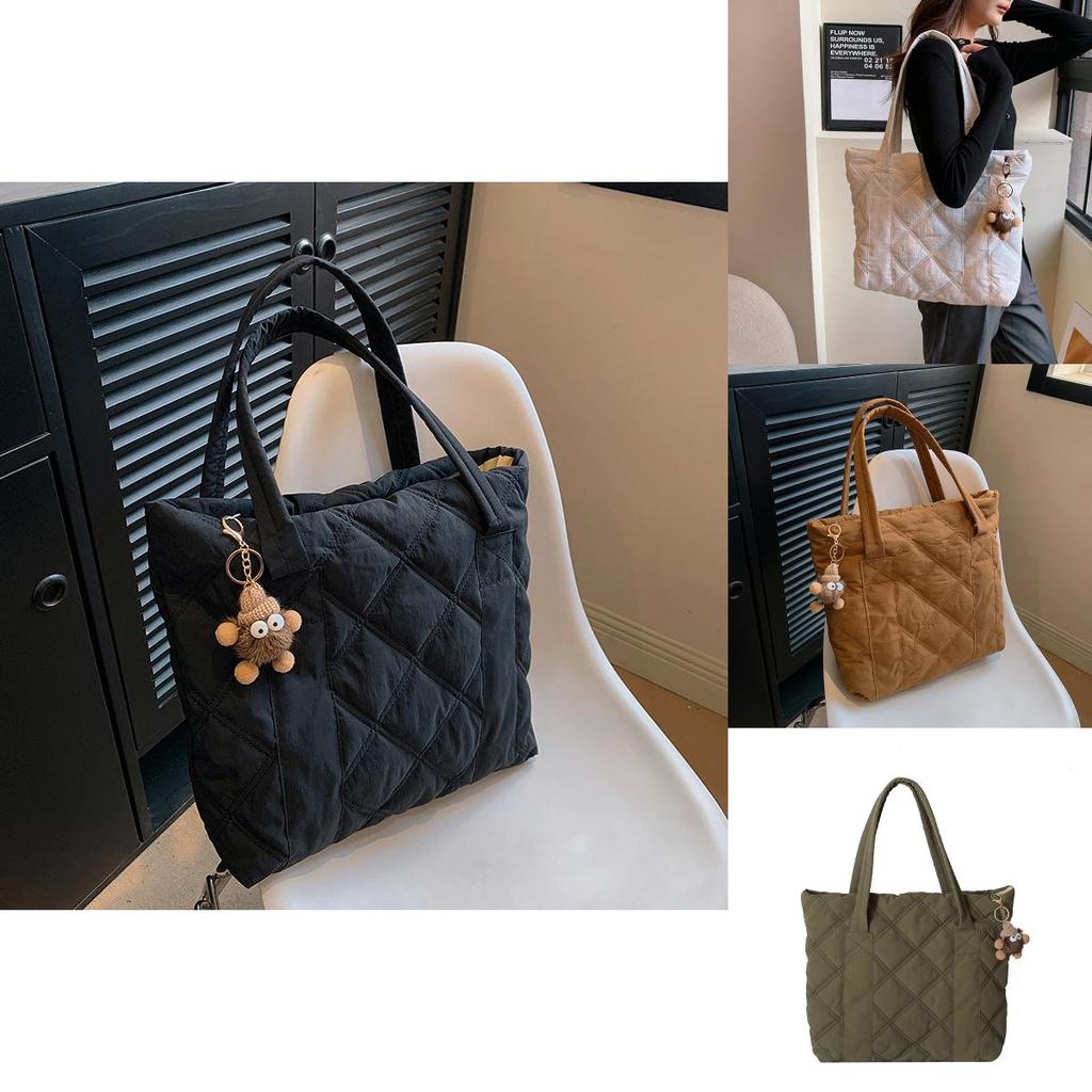 2024 New Style Fashionable Embroidered Pendant Large Capacity Commuter Casual Shoulder Tote Bag Women Street Trend