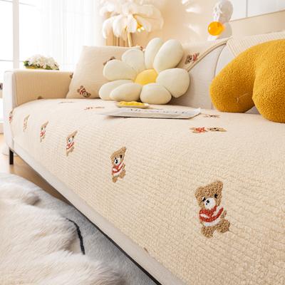 Verdicktes Fleece-Winter-Sofakissen, Winter, neues einfaches, modernes Bären-Sitzkissen, rutschfestes Sofabezug-Handtuch