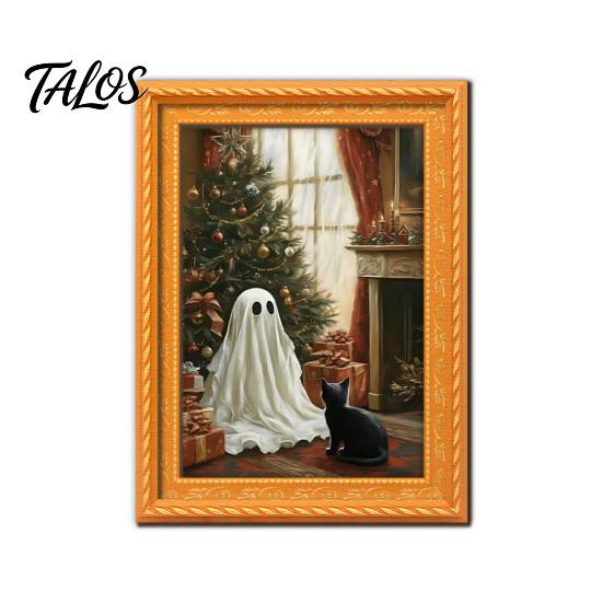 Holiday Kitchen Accessories Christmas Ghost/Dog/Cat Fridge Magnets, Retro Wooden Photo Frame Refrigerator Magnet, Strong Magnetic Creative Party