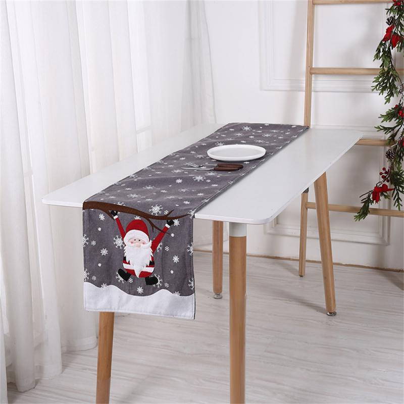 Linen Christmas Table Runner Snowman Xmas Tree Home Dining Table Cover Tablecloth 2024 Navidad Noel Christmas Decorations 2025