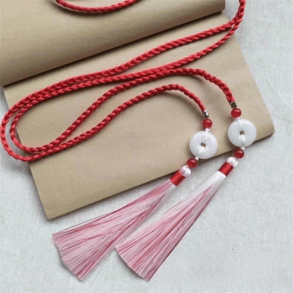 Traditional Hanfu Waist Tie Belt Handwoven Tassel Waist Cord Braided Waist Sash  for Men Women