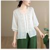 DIMANAF 2026 Summer New Plus Size Women Blouse Shirt Elegant Embroidery Floral Lady Tops T-Shirt Cotton Fashion Clothing