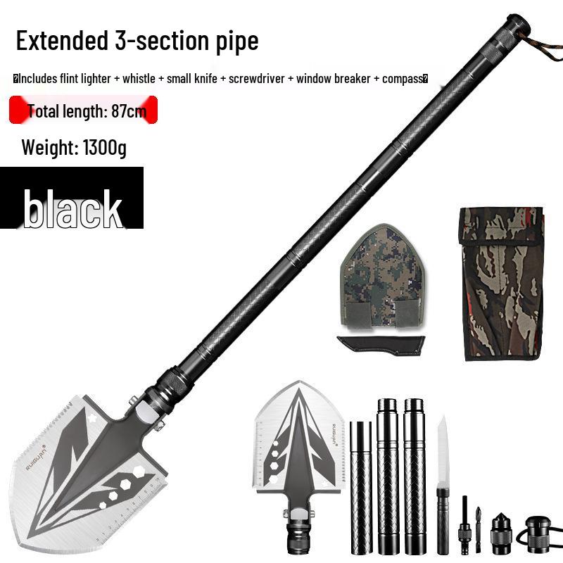 Multi-functional Outdoor Folding Shovel: Manganese Steel, Ideal for Camping, Fishing, Off-road Use, and Vehicle-mounted Tasks