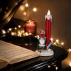 Festive Indoor Tabletop Displays Christmas Resin Figurine Candle Holder, LED Flameless Electronic Light, Decorative Figurines for Holidays Snowman Elf