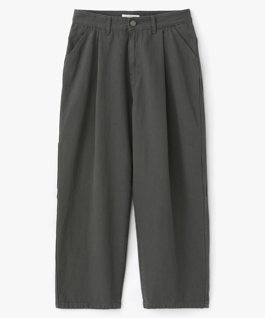 COFWI Wide One-Pleat Cotton Pocket Pants Charcoal