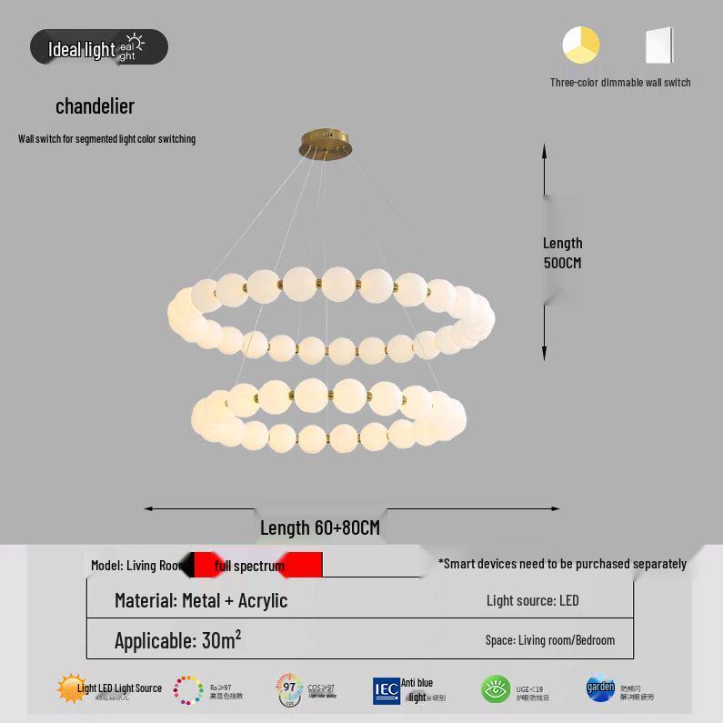 Italian Cream Minimalist LED Pendant Lamp for Living Room and Stairwell