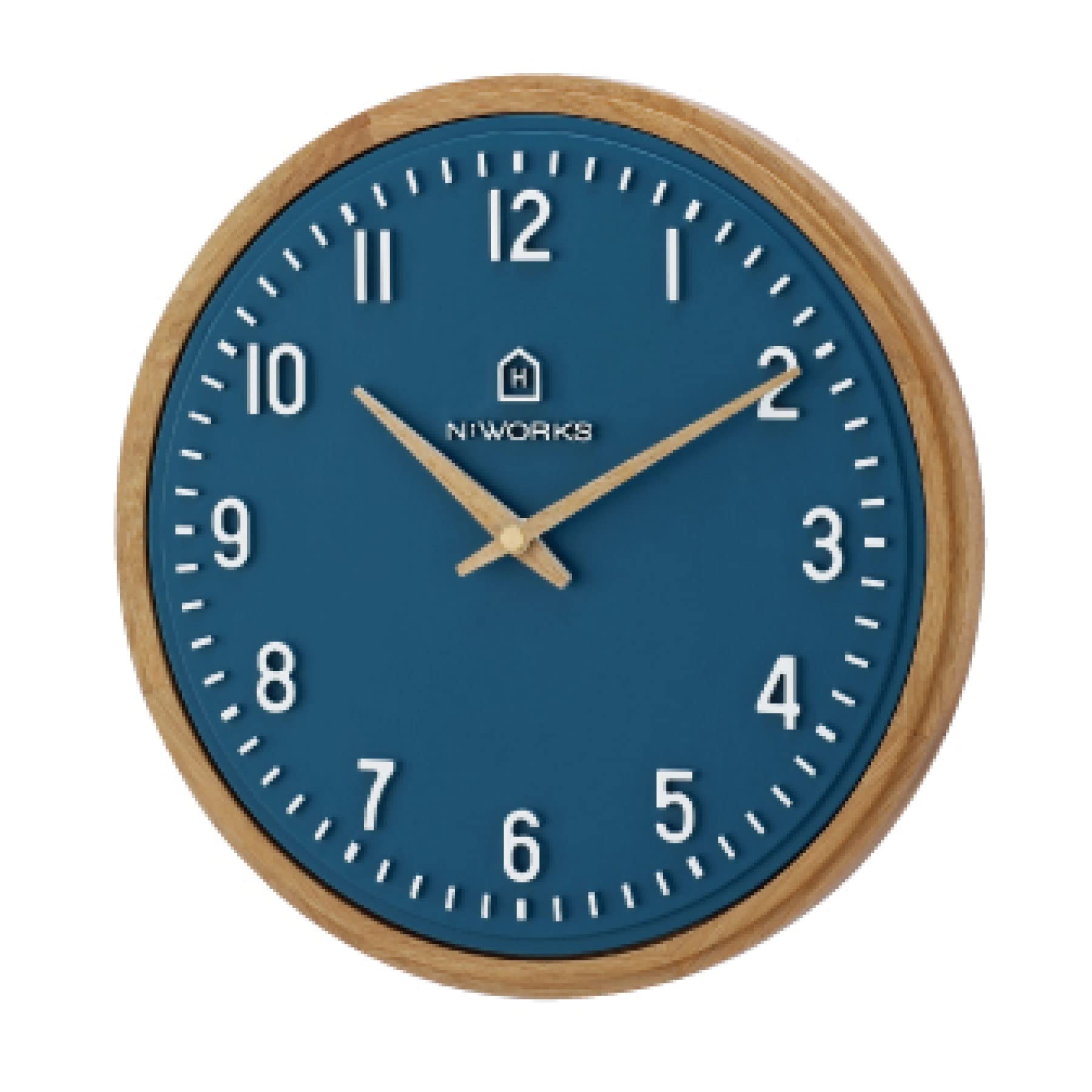 Interform Wall Clock Ecol Navy Wood Sweep Movement Nordic White Diameter 30cm CL-4072