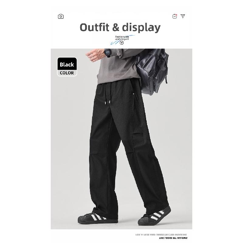 Full Elastic Waist Casual Pants for Men, 2026 New Trendy Wide-leg Straight Loose Versatile Work Pants