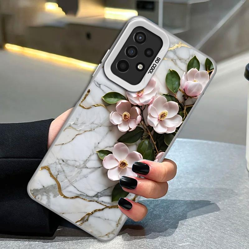 Phone Case for Samsung Galaxy A35 A34 A33 A32 A24 A23 A22 A14 A13 A12 5G Silicone Soft Shell Flower Marble Cover