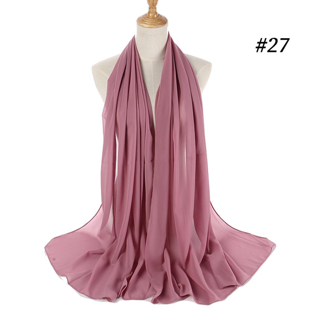 Solid Color Bubble Chiffon Muslim Hijab Wrap Shawl Scarf 70*175CM
