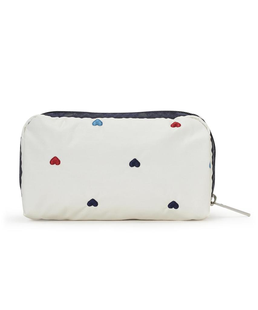 Pouch RECTANGULAR Heart Embroidery [LeSportsac] [Official] COSMETIC/6511/Tricolor