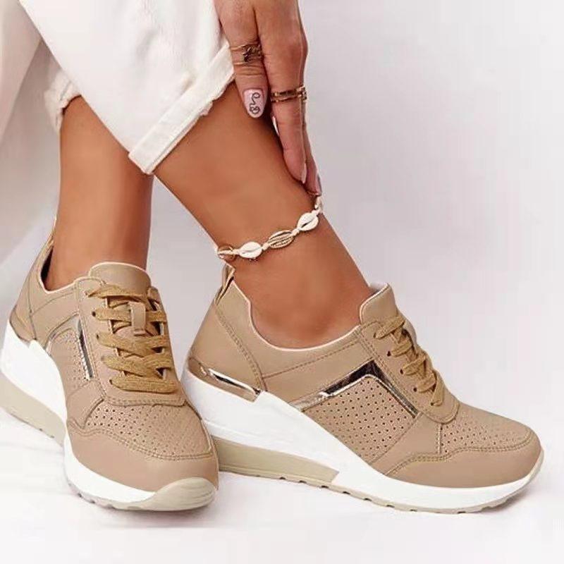 Large size sports and leisure shoes summer new thick-soled wedge casual shoes straps mesh sneakers