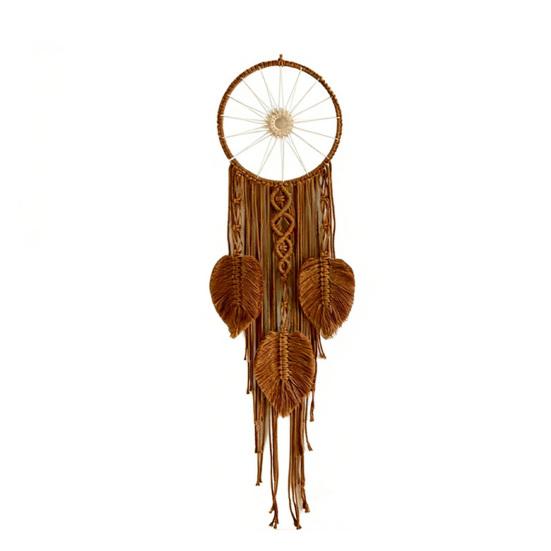 Large Boho Wall Hanging Leaves Tapestry Handmade Woven Tassels Leaf Wall Art for Bedroom Living Room Apartment Office Home Decor