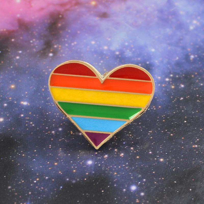 Trendy Geometric Heart Enamel Brooch - Rainbow Fashion Accessory