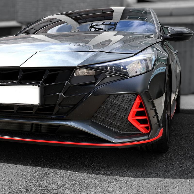 Red Front Fog Light Lamp Decoration Cover Trim For Hyundai Elantra CN7-N Line LHD/RHD