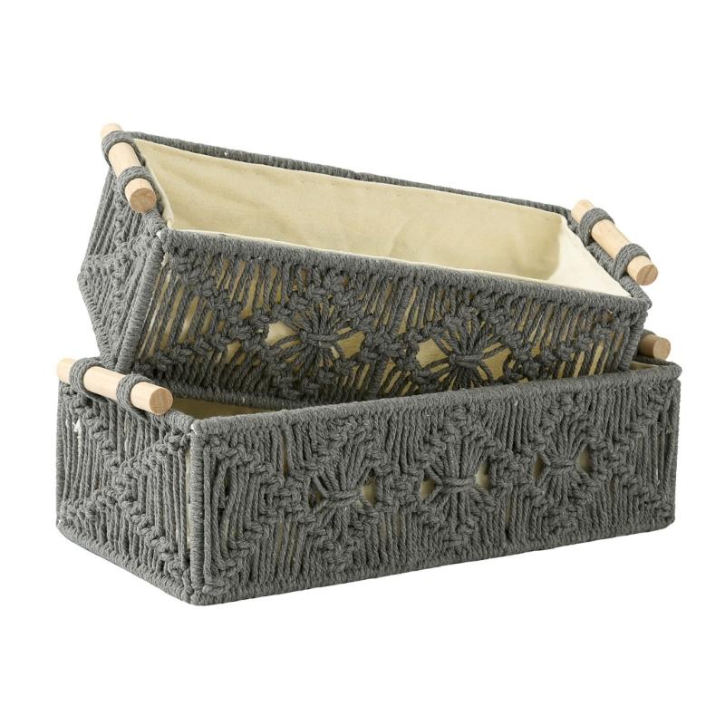 Multipurpose Sturdy Cotton Weave Storage Box Accessory for Tissues and Remote Controls Stylish Home Decoration