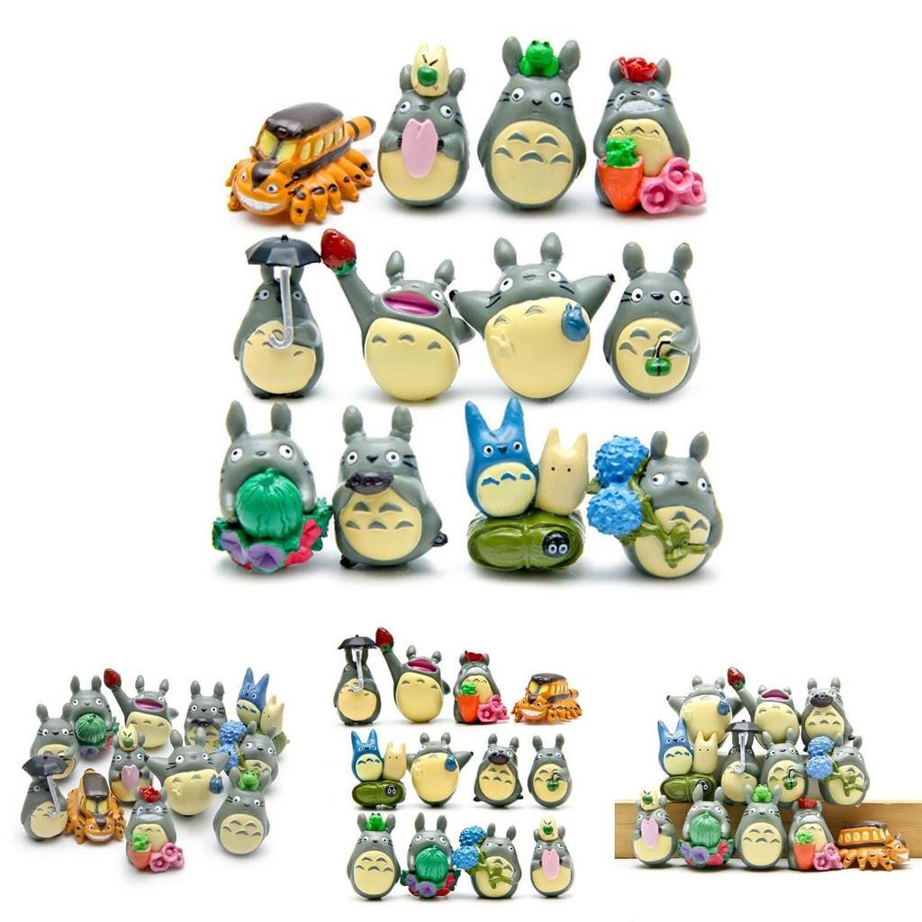 Figure d'Azione Colorate di My Neighbor Totoro Cartone Animato Set da 12 Pezzi Perfetto per Decorare la Stanza e per Regali