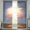 Cloud Painting Bird Sky Modern Printed Tulle Curtains for Bedroom Balcony Window Decor Creative Fashion Home Sheer Curtain