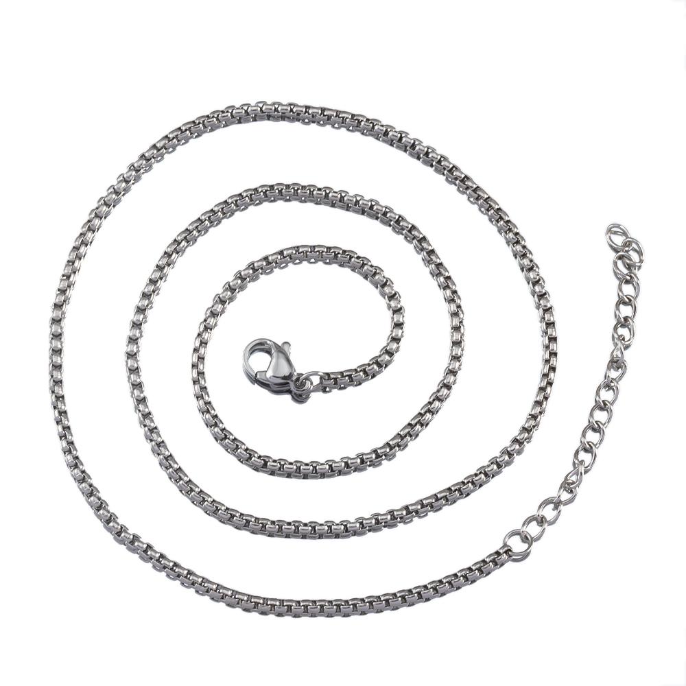 5pcs 10pcs 2pcs Stainless Steels Box Chian Necklace Choker Chain 46cm Lobster Clasp Beaded Chains DIY Jewelry Making Wholesale