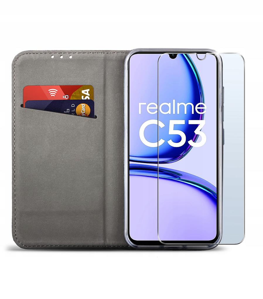 Case for Realme C53/C51 SMART MAGNET BOOK CASE NAVY BLUE + Glass