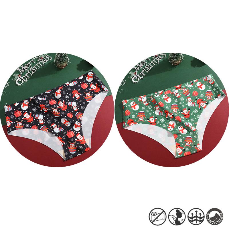 

FINETOO 2 шт./комплект рождественские трусики со снежинками Санта-Клаусом сексуальное дышащее женское нижнее белье стринги с низкой талией веселые рождественские трусики L&Set