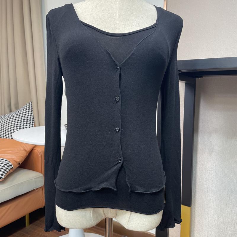 Jemně růžový podzimní dámský set tílka a kardiganu proti slunci Dongdaemun