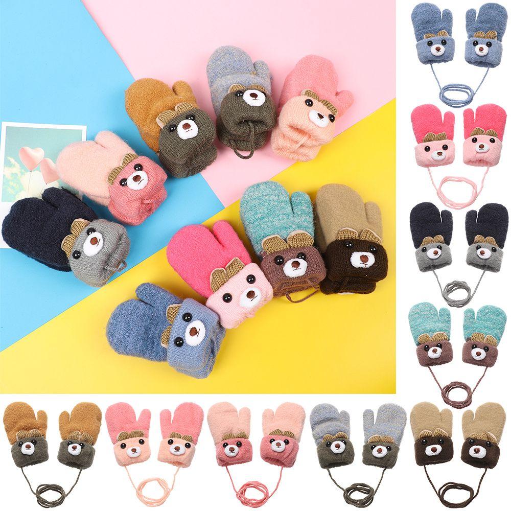 New Hot Elastic Boys Girls Cute Cartoon Kids Gloves Thick Warm Knitted Mittens